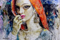 Moazzam Ali, Aesthetics & The Indus Woman Series , 30 x 42 Inch, Watercolor on Paper, Figurative Painting, AC-MOZ-159
